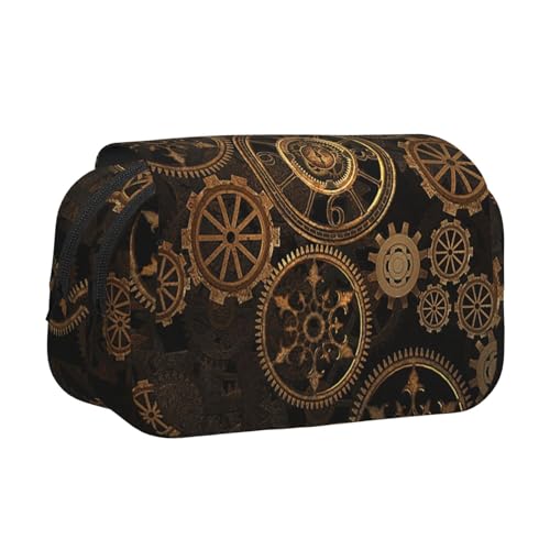 WOmeng Trousse polyvalente avec compartiments pratiques et grande capacité Motif horloge Bronze Century
