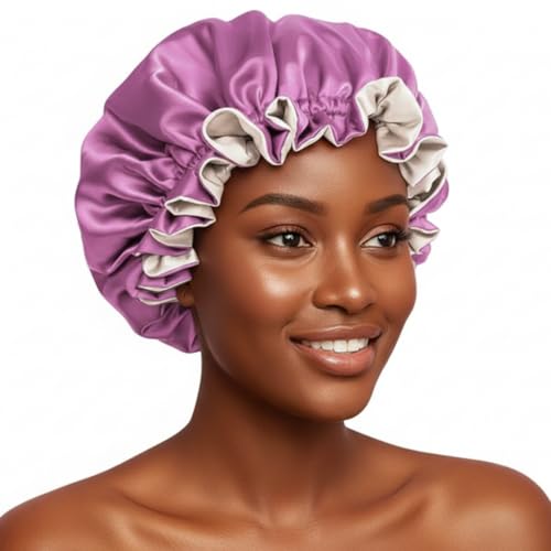 Pretty Robes Silk Satin Hair Bonnet for Sleeping Reversible Orchid/Camel