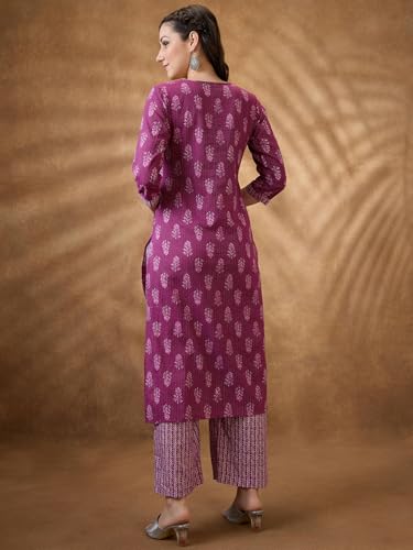 Image of Globus Women Kurta Set (GS412628 Pink S)