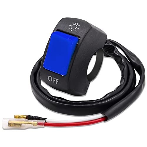 YnGia 7/8 pouces interrupteur de guidon de moto, interrupteur à bascule universel de guidon avec bouton poussoir marche/arrêt pour U5 U7 U2 LED phare Scooter électrombile (Blue)