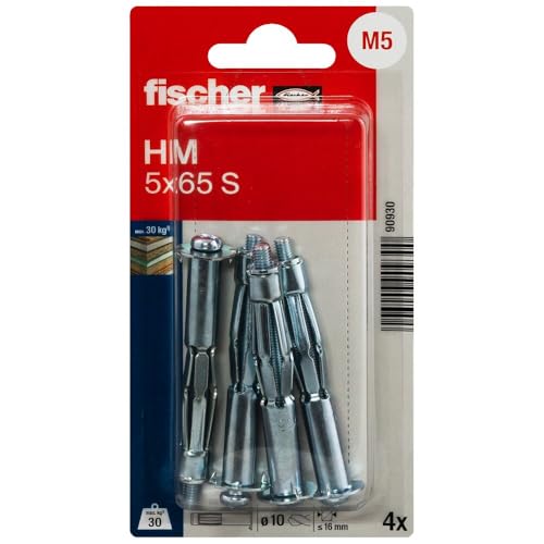 Cheville métallique HM 5x65 avec vis pour cloison creuse x4