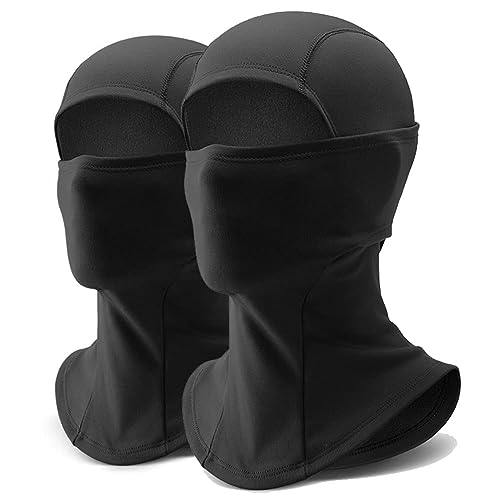 2 Pcs Balaclava Full Face Mask, Cold Weather Windproof Fleece Thermal Ski Mask for Men & Women, Hunting Cycling Motorcycle Neck Warmer Hood Winter Gear Black