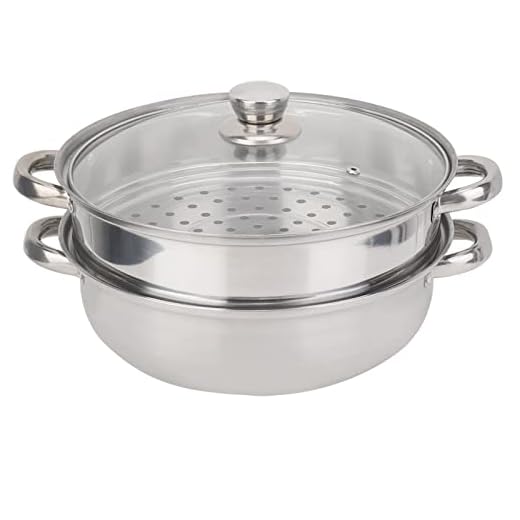 Juego de Vaporizador de Alimentos, Utensilios de Cocina de Acero Inoxidable 27 Cm / 11 Pulgadas Olla de Vapor de 2 Capas Olla de Vapor de Doble Caldera Olla de Vapor Diseño Poroso Vapor de Carne Y Ver