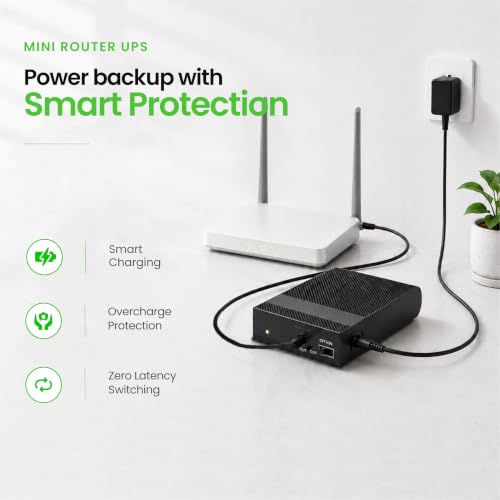 Image of Mini Router UPS by Dark Woof 12V WiFi Broadband Fiber Modem | 8 Hours WiFi Ups Power Backup | Ups for Router at Power Cuts | 12V /2A Plug & Play | Current Surge & Discharge Protection Tu DOX
