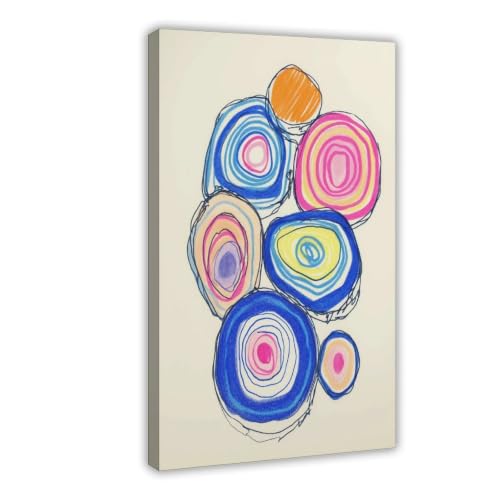 Poster cercles abstraits colorés pour raviver un mur blanc de chambre vide