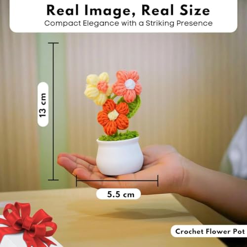 Image of SATYAM KRAFT 1 Pcs Artificial Daisy Crochet Flower Bouquet /Artificial Flowers Bunch /Crochet Flowers Bouquet /Crochet Flowers /Flowers Bouquet Gift for Girls Home Decor, Gifting (Multi)