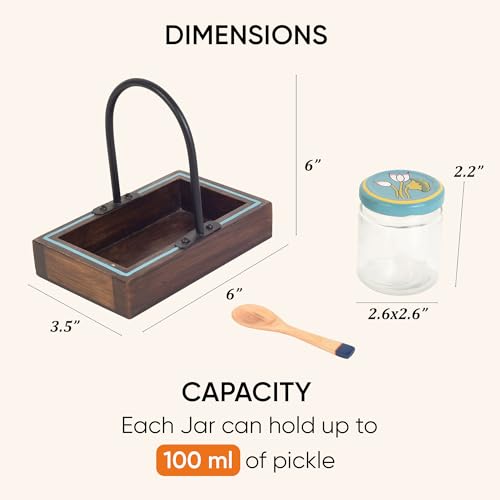 Image of AAKRITI ART CREATIONS Pichhwai Art Mukhwas Serving Jars and Tray | Handcrafted Pichhwai Art Storage Jars | Kitchen Decoration Items Stylish Tray & Jars | Kitchen Containers