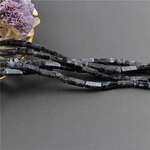 4X13MM Rectangular Column Natural Stone Black Labradorite Gemstone Loose Beads Tube Energy Stone Healing Power for Jewelry Making DIY Bracelets Earring Making