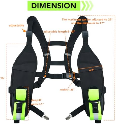 KUNN Universal Double Radio Shoulder Harness Holster with Reflective Pocket,Two Way Radio Holder for Motorola,Baofeng, no Chest Strap Walkie Talkie Holder for SAR,Police - 1