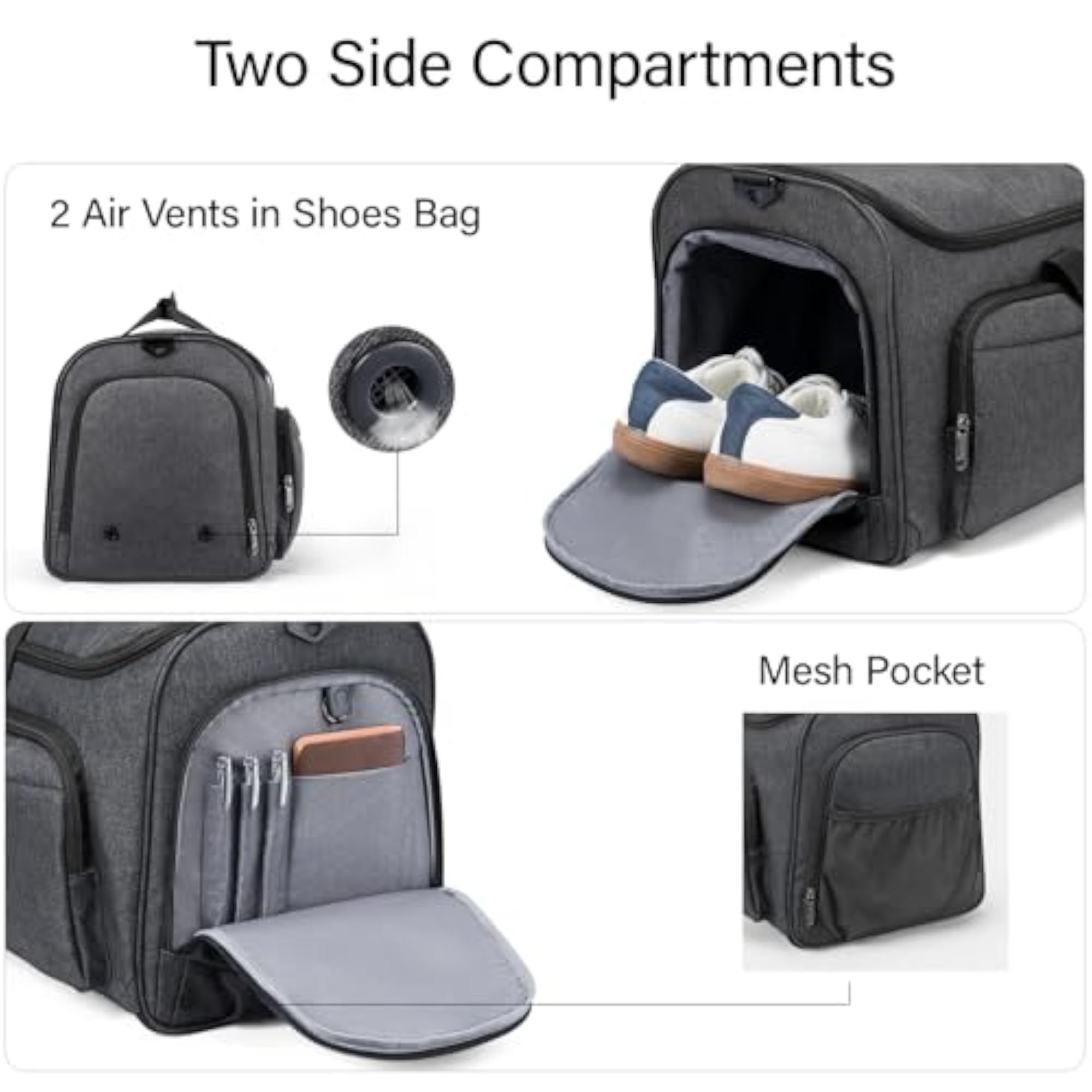 Garment Duffle Bags for Travel, Dark Grey