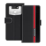 UOGNADGD Lederhülle Kompatibel mit Oukitel K10000 Pro Klappbares Portemonnaie-Hülle mit Magnetverschluss Ständer & Kartenfächern stoßfestem Schutz (Schwarz)