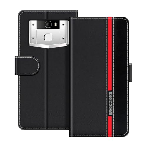 UOGNADGD Lederhülle Kompatibel mit Oukitel K10000 Pro Klappbares Portemonnaie-Hülle mit Magnetverschluss Ständer & Kartenfächern stoßfestem Schutz (Schwarz)