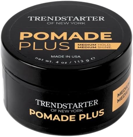 TRENDSTARTER - POMADE PLUS (4oz) - Medium Hold - Medium Shine - Premium Flake-Free Water-Based Premium Hair Styling Gel Product for All Hair Types - All-Day Reliability