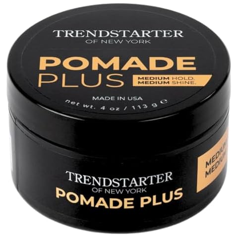 TRENDSTARTER - POMADE PLUS (4oz) - Medium Hold - Medium Shine - Premium Flake-Free Water-Based Premium Hair Styling Gel Product for All Hair Types - All-Day Reliability Cover