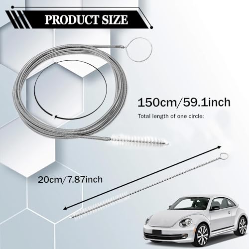 Rebvugr Auto Sunroof Drain Cleaning Tool, Car Cleaning Kit, 61 Inch Long Flexible Drain Brush Pipe Cleaners for Car, Vehicle Tube Brush Slim Drain Dredging Tool for Cars Sunroof Windshield Wiper Hole