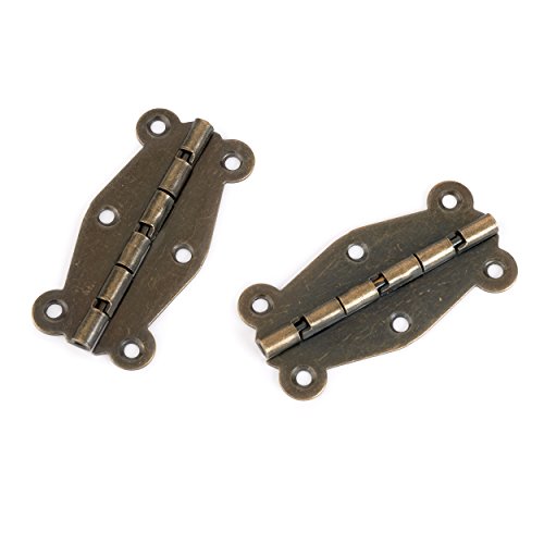 Highpoint Decorative Box Hinge Antique Brass Pair with Screws