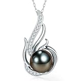 Tahitian Black Pearl Necklaces for Women-Pearl Phoenix Pendant-Christmas Mothers Day Valentine's Day Gifts Wife Mom Grandma Girlfriend Daughter Her Best Friend Birthday Anniversary Fine Jewelry