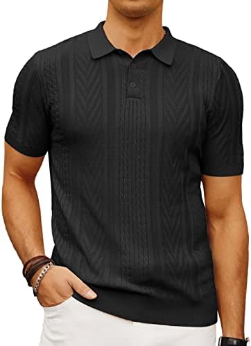 PJ PAUL JONES Button Knitted Polo Shirts Men Textured Golf