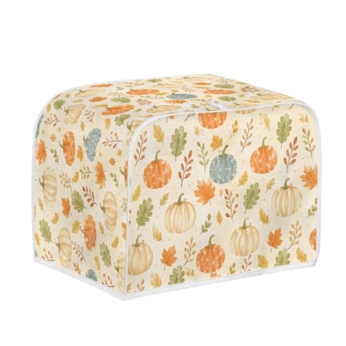 Image of Talayituse Fall Maple Leaf Pumpkin Print Toaster Cover 2 Slice Wide Slot, Lightweight Bread Maker Cover Dust Protection Washable Appliance Bag Autumn Decor, S
