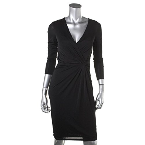 Anne Klein Women's 3/4 Sleeve V Neck Drape Dress