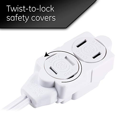 GE 3-Outlet Extension Cord with Multiple Outlets 6 Ft Power Strip 2 Prong 16 Gauge Twist-to-Close Safety Covers Indoor UL Listed White 51937 by GE - Image 3