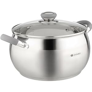 Daniks Modern Stainless Steel Stock Pot with Glass Lid – Induction 7 Quart, Dishwasher Safe, Heatproof Handles, For Soup, Pasta, Stew, Silver Daniks Modern Stainless Steel Stock Pot with Glass Lid–Induction 7 Quart Dishwasher Safe Heatproof Handles For Soup Pasta Stew Silver