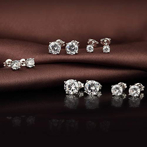 Cz Earrings Studs Diamond Stud Earrings Cubic Zirconia Studs Sterling Silver Cubic Zirconia Earrings Cz Silver Earrings Nickel Free Cubic Zirconium Earrings Diamond Silver Studs Faux Diamond Earrings #TOP6