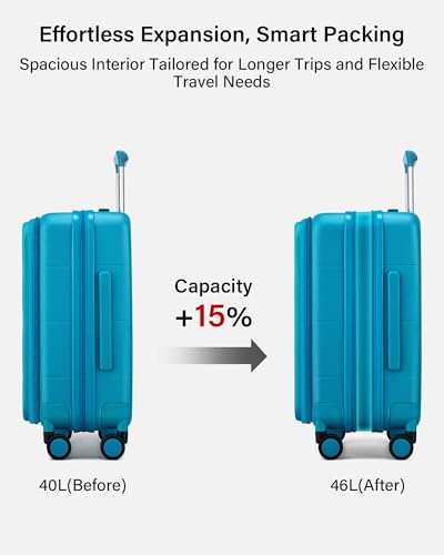 Image of Hanke Hardside Expandable Carry On Luggage, 20 Inch Top Opening Trunk Luggages with Spinner Wheels, All-PC Hard Shell Carry-On Suitcase, Lightweight & TSA Airline Approved (Caribbean Blue, 46L)