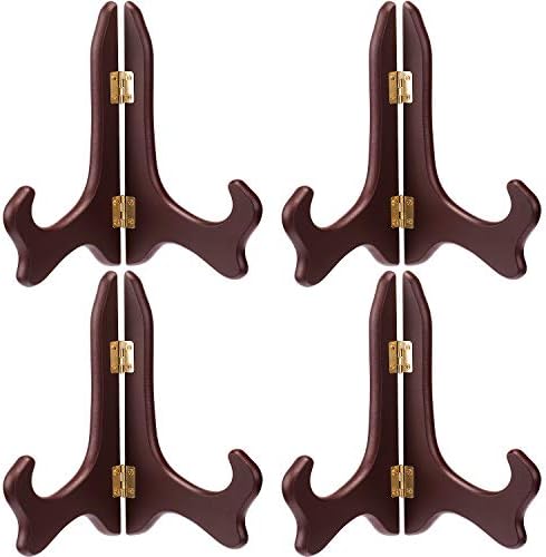 Tatuo 4 Packs Wooden Display Stand Plate Holder Easels (4 Inch, Black)