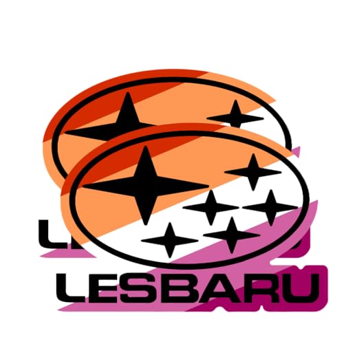 [2PCS] Lesbaru Vinyl Die-Cut Sticker, 4.5 x 3.25 inches, Water-Resistant, Weatherproof, No Scissoring Required