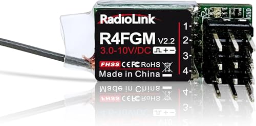 Xiangtat Radiolink R4FGM V2.2 2.4Ghz 4 Channels RC Gyro Receiver for Mini RC Cars 400m Long Range Control for Remote Controller RC8X/RC6GS V3/RC4GS V3