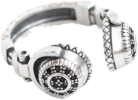 Men’s Retro Over-Ear Headphone Shaped Ring Antique Silver Ring Open Adjustable Headphones Design Ring Hip-Hop Style Statement Jewelry for Daily Wear & Parties ​Ring image 3
