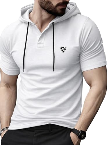 Image of Noble Monk Men's Regular Fit Hoodie T-Shirt for Man |Half Sleeves Tshirt for Men | Casual Wear Stylish T-Shirt for Man | Gym Tshirt for Men
