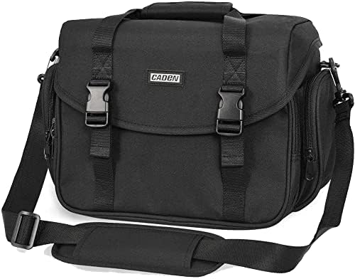 CADeN Camera Bag Case Shoulder Messenger Bag with Tripod Holder Compatible for Nikon, Canon, Sony, DSLR SLR Mirrorless Cameras Waterproof (Black, Small)