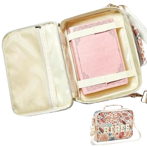 Housse de Bible pour femmes avec sac de transport fleurs et lettres chenille