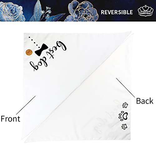 Crowned Beauty Wedding Best Dog Bandanas Reversible Large 2 Pack,Dog Of Honor Engagement Adjustable Triangle Scarves For Medium Large Extra Large Dogs Black White Db48-L #TOP4