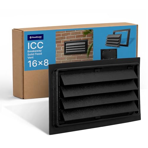 FloodGuard Vents ICC Breakaway Sealed Flood Vent 168 ICC-ES Certified FEMA & NFIP Compliant Automatic Foundation Flood Vent for Crawl Space Covers Up to 305 Sq Ft UV Treated ABS - Black
