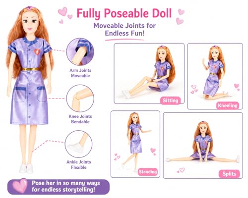 Image of SUPER TOY Doctor Doll Playset for Girls with Medical Kit Accessories, Movable Joint Doll, Pretend Play Doctor Set Toy for Kids