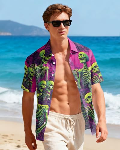 Image of 99TIMORO Fathers Funny Mens Hawaiian Shirt, Movie Button Down Short Sleeve Top, Father Day Summer Gifts