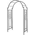 OUTOUR Garden Arch Arbor Arbour Trellis Archway for Climbing Plants Roses Vines Support Rack, Outdoor Garden Lawn Backyard Patio, Matte Black