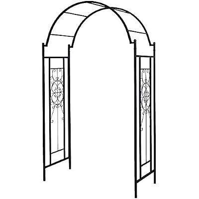 OUTOUR Garden Arch Arbor Arbour Trellis Archway for Climbing Plants Roses Vines Support Rack, Outdoor Garden Lawn Backyard Patio, Matte Black