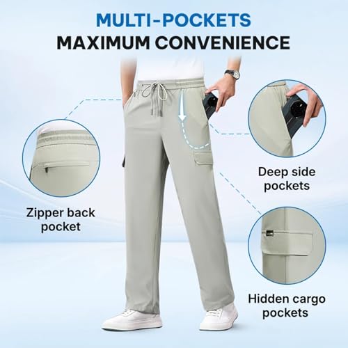 Comforflex - Men's Multi-Pocket Stretch Comfort Outdoor Casual Pants, Overalls, Straight-Leg Men's Casual Pants3