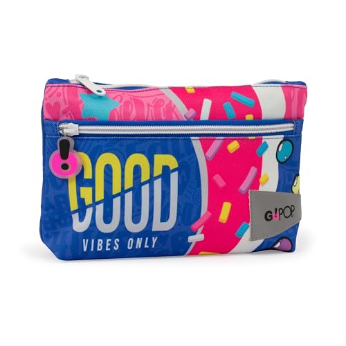 GO POP Maxi Bustina Bubble Star 2 Zip, Astuccio Piccolo Bubble Tea Con Tirazip E Due Capienti Tasche Portapenne Bambina Per Elementari e Medie
