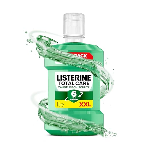 LISTERINE Total Care Zahnfleisch-Schutz 1000 ml, schützende Mundspülung gegen Zahnfleischprobleme mit 6 in 1 Wirkung, antibakterielles Mundwasser stärkt die Zähne, bis zu 24h frischer Atem