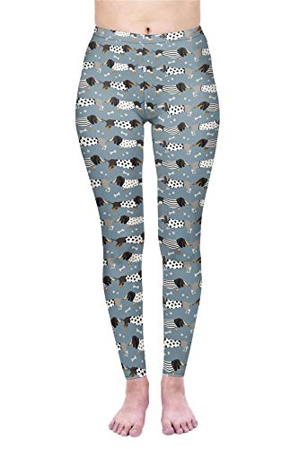 Kukubird Printed Patterns Women's Yoga Leggings Gym Fitness Running Pilates Tights Skinny Pants Size 6-10 Stretchable-Fashion Dachshunds