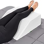 Post Surgery Elevating Leg Rest Pillow with Memory Foam Top - Best for Back, Hip and Knee Pain Relief, Foot and Ankle Injury and Recovery Wedge - Breathable and Washable Cover (White, 8 Inch Elevator)