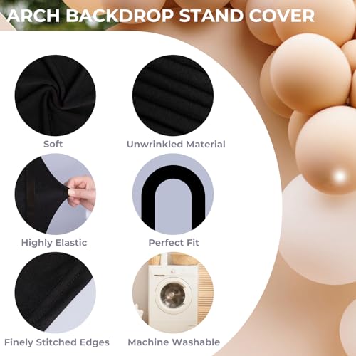 Babenest 7.2FT Spandex Open Arch Backdrop Cover for Party Wedding, Black - image 3