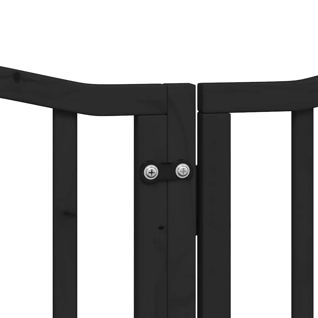 vidaXL Puerta de Perros Plegable 12 Paneles Madera álamo Negra 600 cm, Puerta para Mascotas, Puerta de Seguridad para Perros, Puerta para Perros de Seguridad