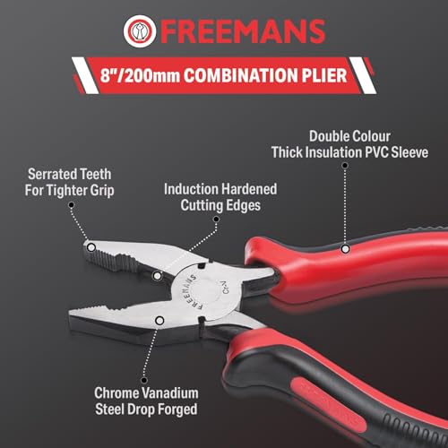 Image of FREEMANS Combo Pack of 2 Plumbing Open End Tool Kits Set for DIY Home & Professional Use Included Components 8-Inch Combination Plier and 8-Inch Adjustable Wrench
