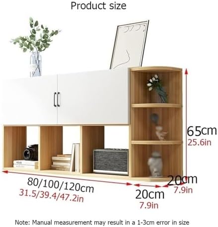 Wall-Mounted STO Cabinet - 2-Door Floating Boohelf with Open Shelves, Simple Solid Wood Multi-Layer Rack for Home Office & Living Room Space Saver (Yellow, 80 cm)